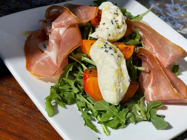*Special* Grilled apricot with Jamón Serrano and burrata cheese. 