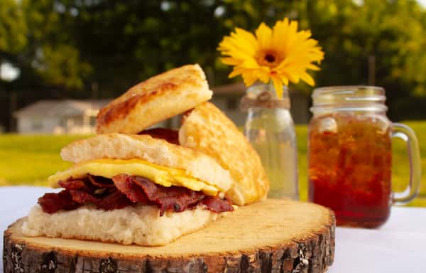 Bacon egg and cheese biscuit sandwich
