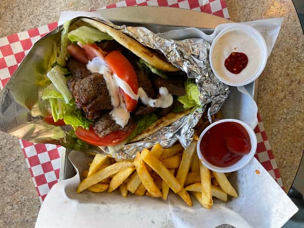 Amazing gyro with fries