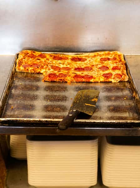 Square slices of pizza