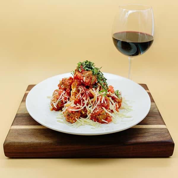 pasta and wine