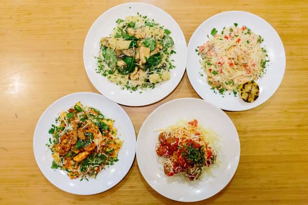 Plates of food on a table