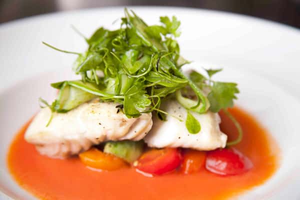 fish with greens and sauce