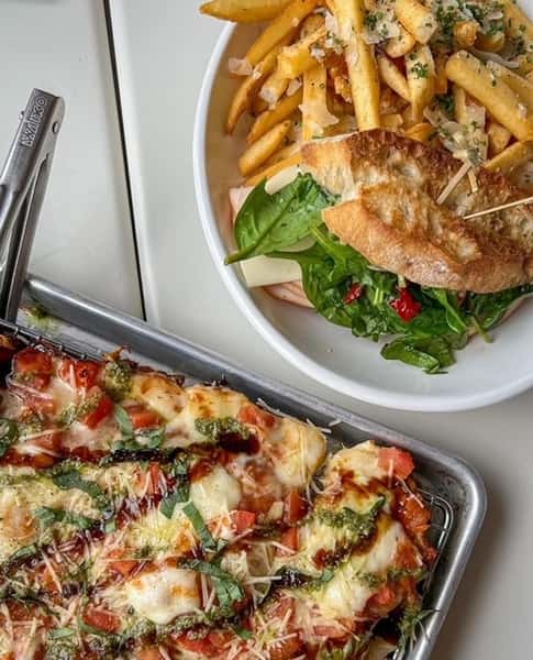 Caprese Pizza & Sandwich with Fries