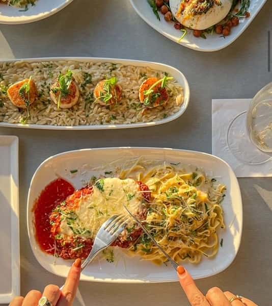 Chicken Parmesan & Scallops - Tablescape