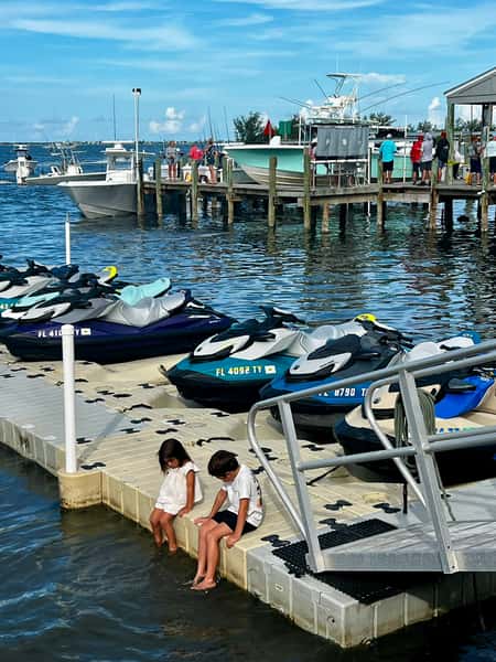 kids on dock