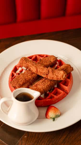 Chicken and Red Velvet Waffles