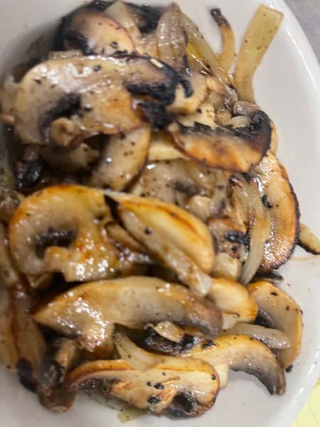 fire roasted mushrooms and onions