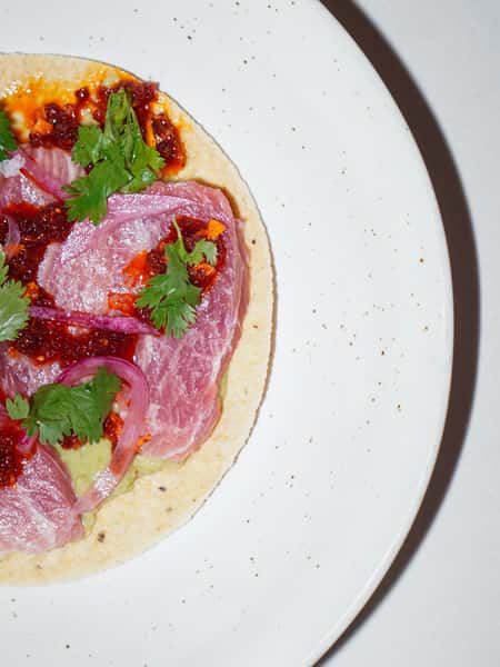 toro tostada only available at cbad. until it lasts.
toro. guac. chili garlic. pickled onion. cilantro.