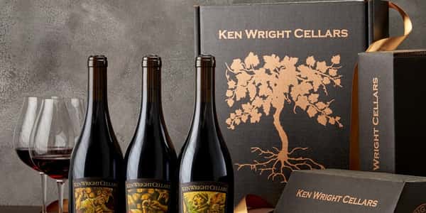 Ken Wright Cellars single-vineyard Pinot Noir bottles and glasses