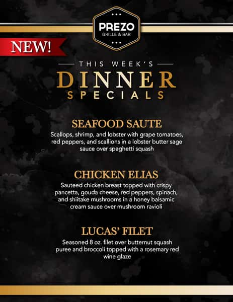 Specials Prezo Grille & Bar Bar & Grill in Milford, MA