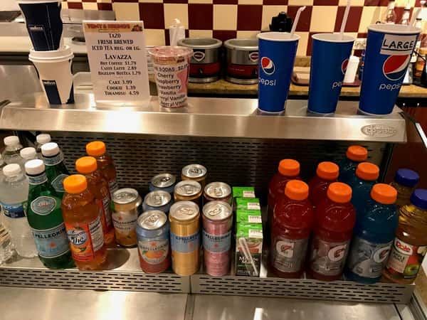 case with various beverages
