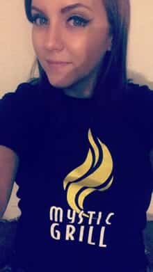girl with Mystic Grill shirt