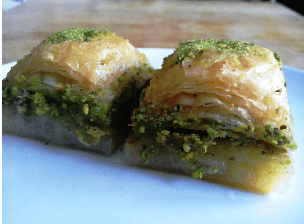Pistachio Baklava with Tea