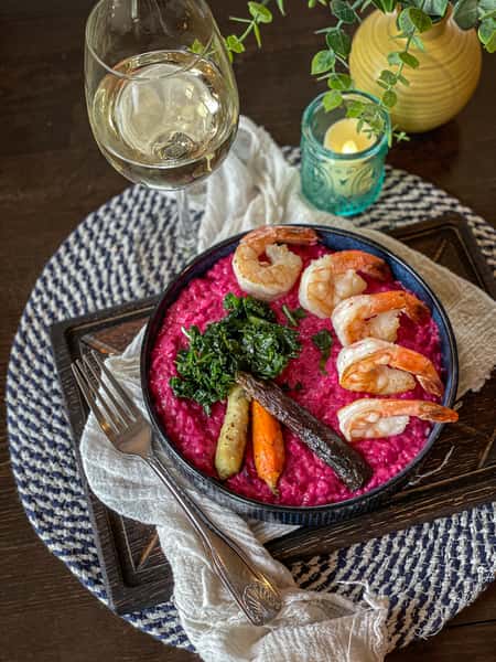 BEET RISOTTO SHRIMP