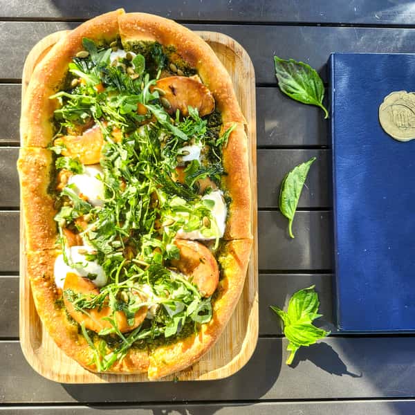 Peaches & Burrata Flatbread