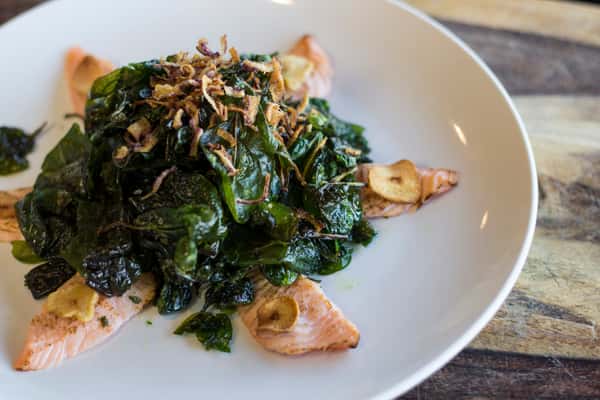 Salmon with Crispy Spinach