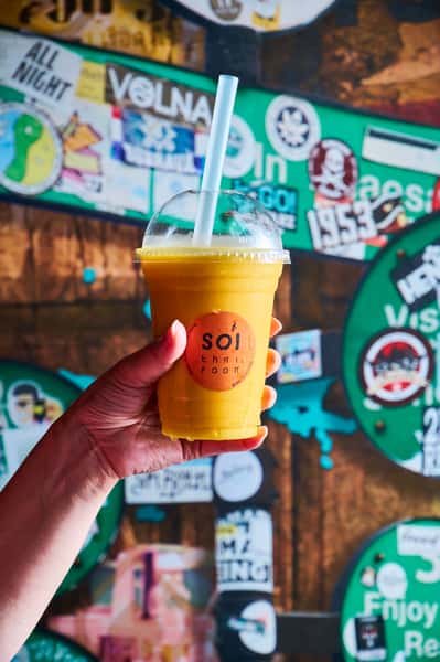 Tropical vibes only. The Mango Moon Smoothie: juicy mango + pineapple smashed with creamy coconut. One sip, you're on vacation.