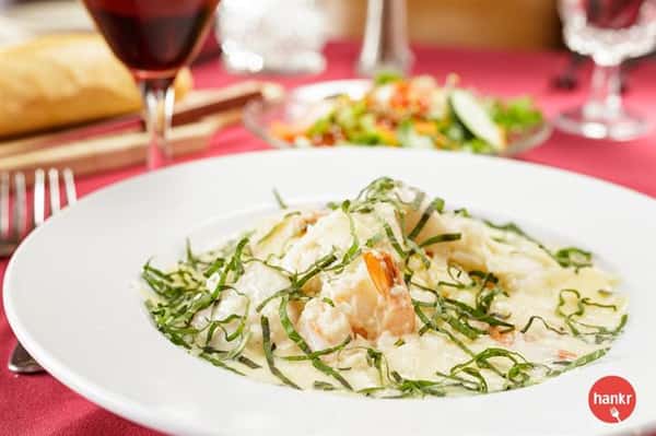 cooked shrimp with herbs