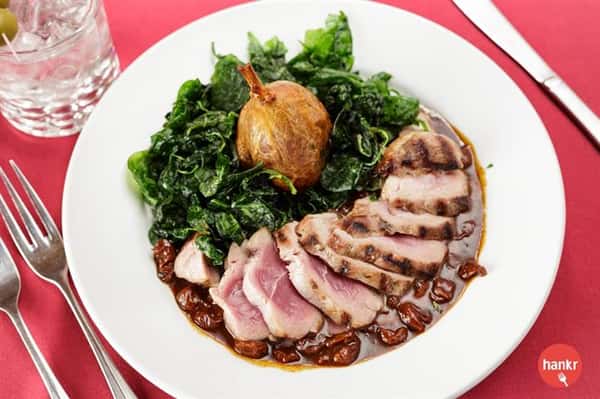 sliced pork with spinach