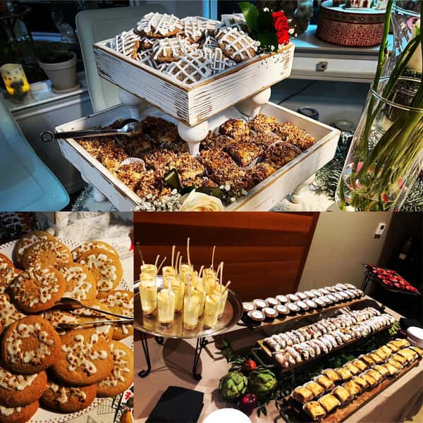 Holiday sweets and cookies with lots of cheer. Shots of cold milk too. Wishing you the warmth and friendship of the holidays. #hillcountrytx #homefortheholidays #santacomestotown #hillcountrycatering