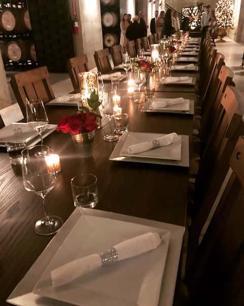The first holiday party in the books, setting the stage with wine barreled in the romantic grotto at Slate Theory. #mood #wineandroses #firstoneinthebooks #hillcountrytx #fredericksburgtexas #hillcountryweddings