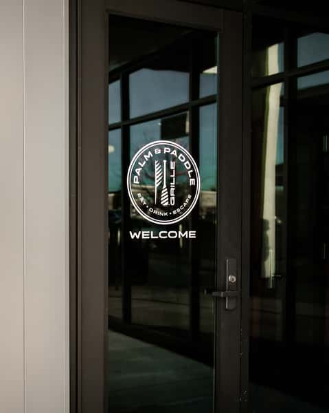 front door with logo