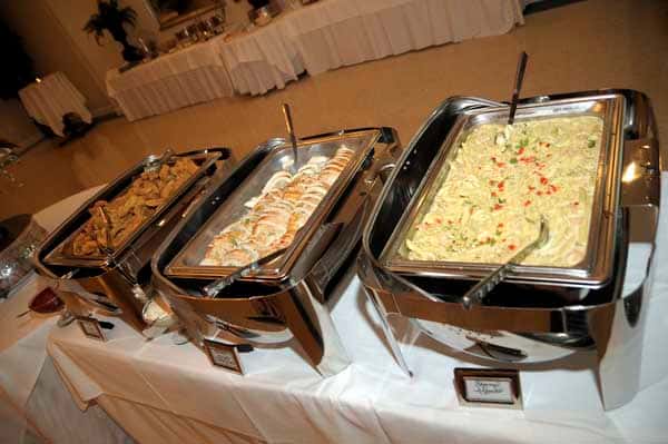 various catering buffet trays