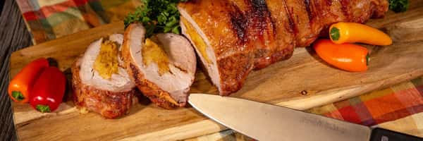 Sausage Cornbread stuffed Pork Loin
