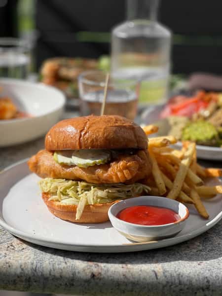 Fish sando outside