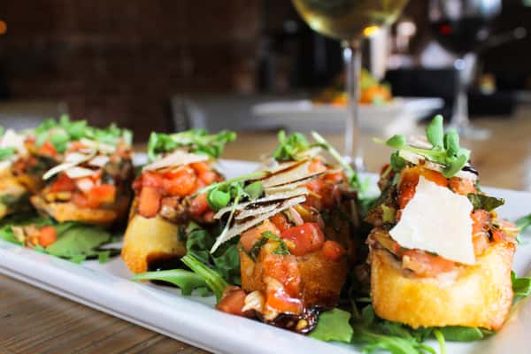 Bruschetta with cheese and tomatoes