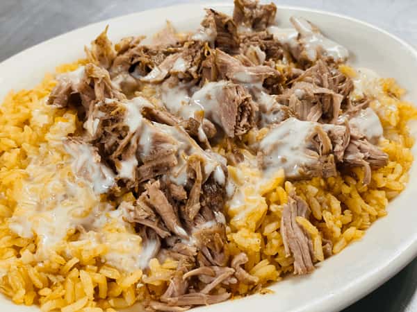 Carnitas, Cheese, & Rice