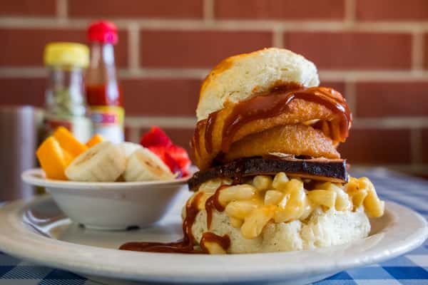 Stacked biscuit sandwich