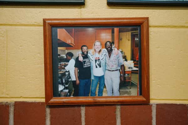 Framed old photograph on wall of Greg Allman