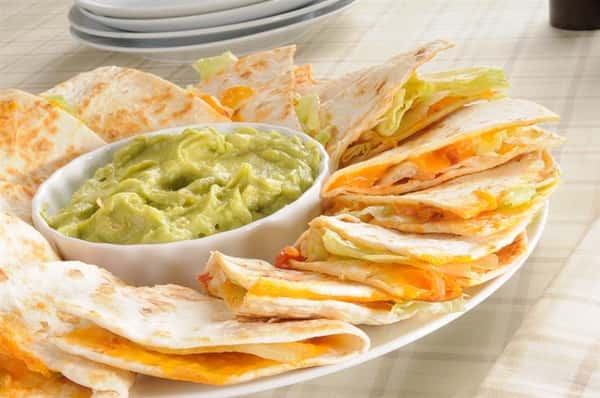 Cheese & Lettuce Quesadillas w Guacamole Dip_89950702