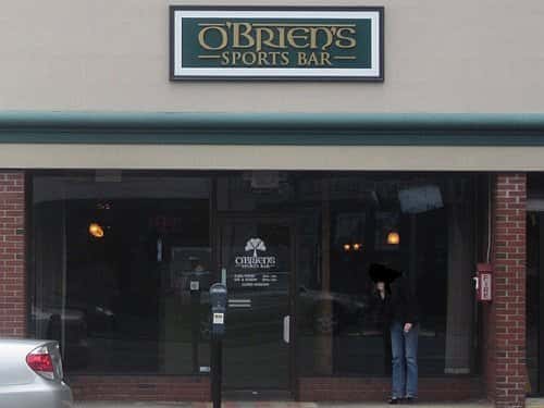 Ourdoor shot of Obrien's Sports Bar entrance