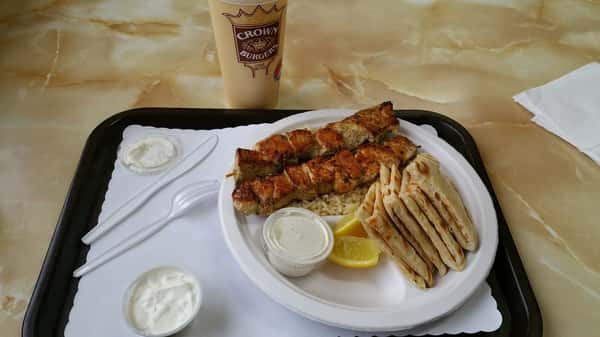 kabob and rice with pita