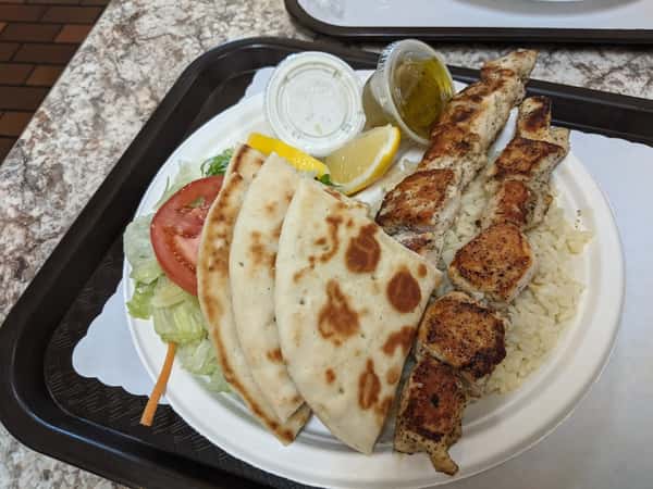 kabob and rice with pita