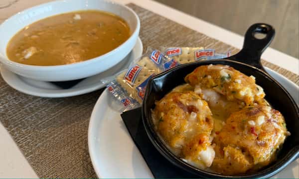 Broiled Stuffed Shrimp & Soup