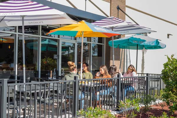 Guests enjoying the outdoor patio