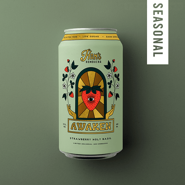 Han's Kombucha Awaken - Strawberry Holy Basil
