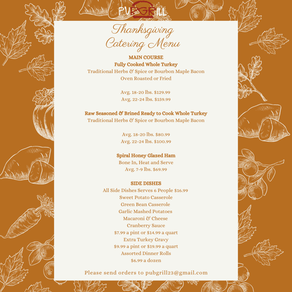 Thanksgiving Catering Menu