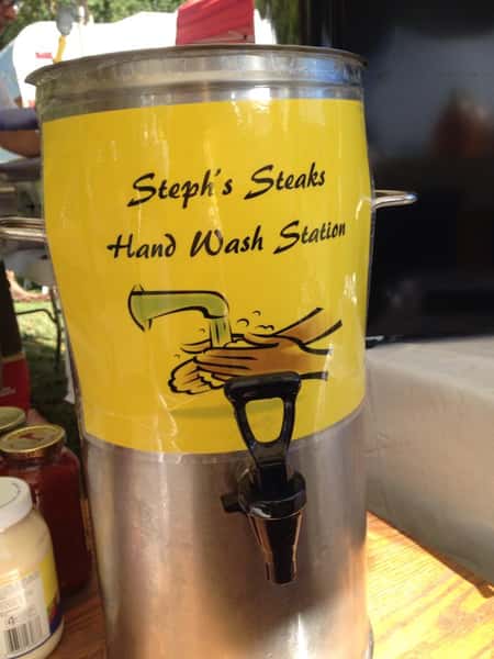 steph steak's hand wash station
