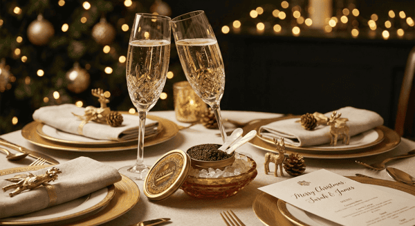 Glass of wine with christmas theme background