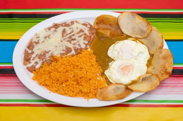 Huevos Rancheros (Sunny Side Up 2 Eggs with Green Chile on Top)