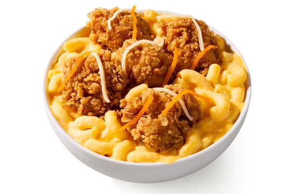 LOADED MAC & CHEESE WITH FRENCH FRIES & CHCIKEN TENDERS