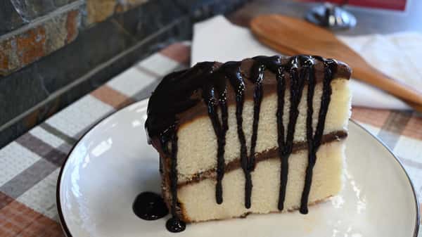 yellow cake with chocolate frosting