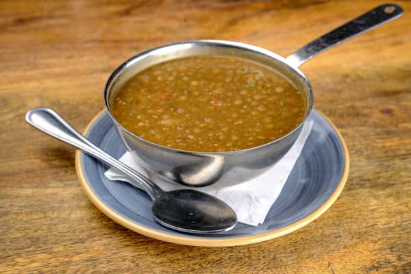 Homemade Lentil Soup with Chorizo Cantimpalo