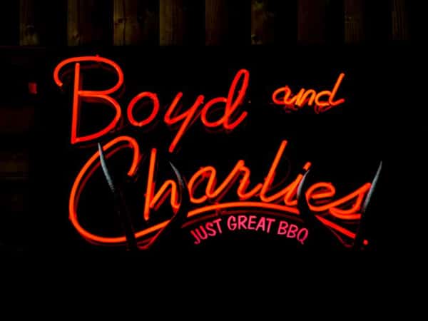 Boyd and Charlies neon sign