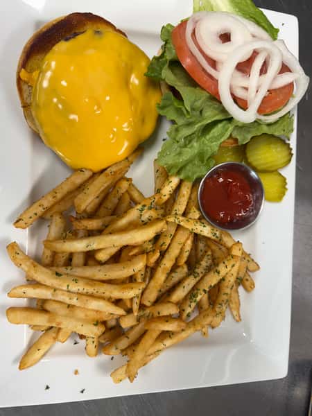 salad potato with cheese and fries